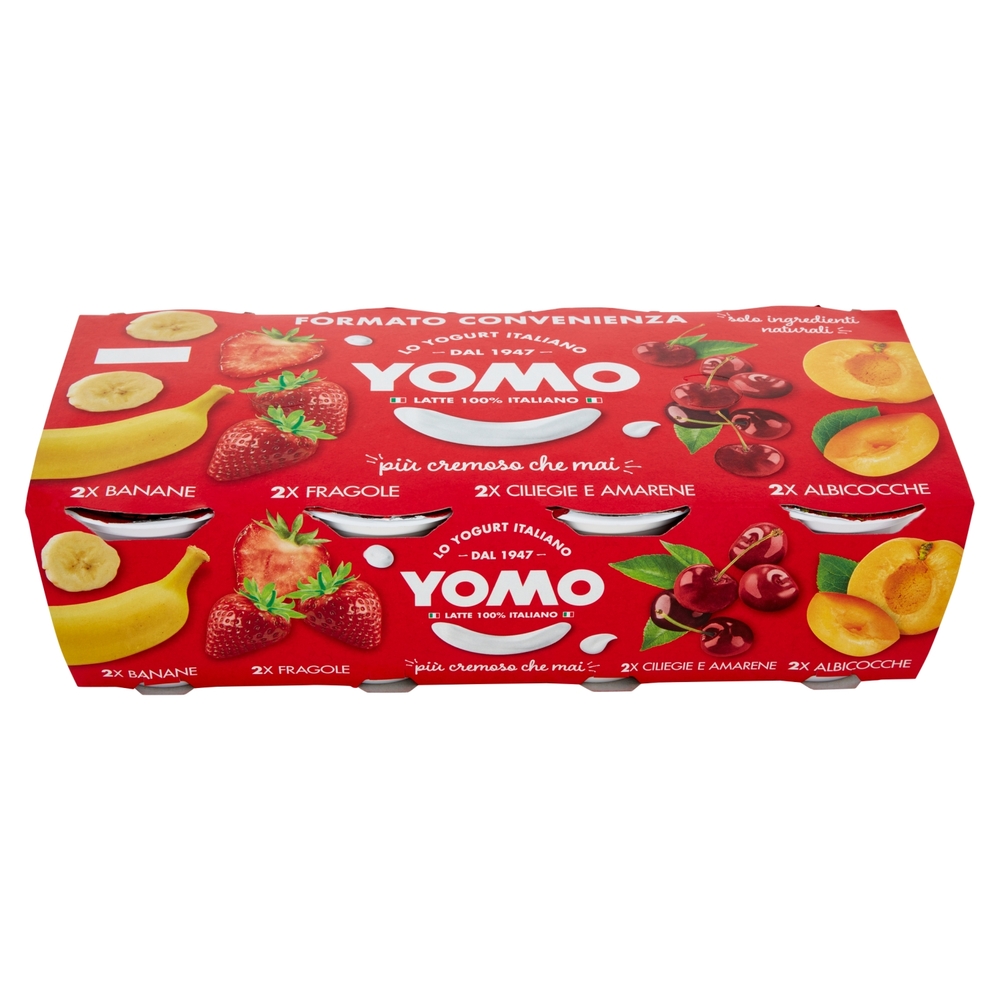 Yomo Yogurt Banane, Fragole, Ciliegie e Amarene, Albicocche 8 x 125 g